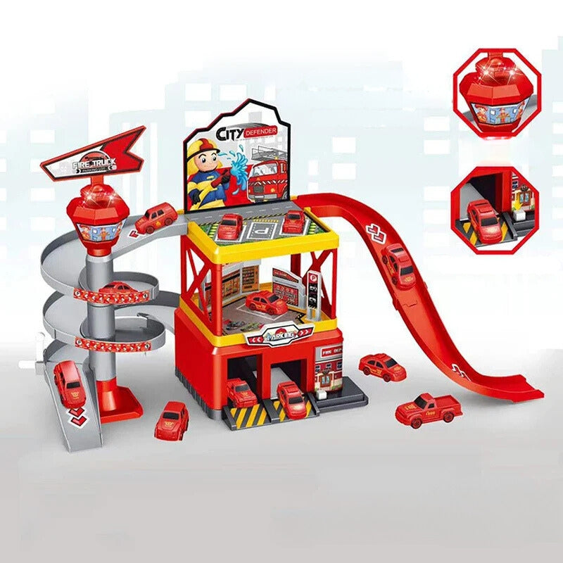 Multi-Storey Toy Garage with Lift – Interactive Parking Set with Cars and Racing Tracks for Kids, Perfect for Imaginative Play