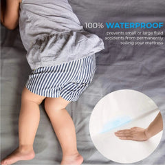 Baby Waterproof Mattress Protector Fitted Sheet Breathable & Noiseless