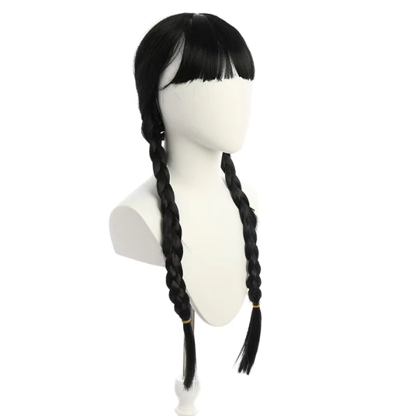 Childrens Addams Costume for Girls - Black Dress, Wig, and Gothic Accessories