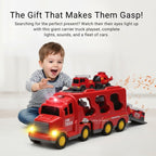 Toy Truck Set with Lights and Sounds | Interactive, Space-Saving Playset for Kids Aged 3+