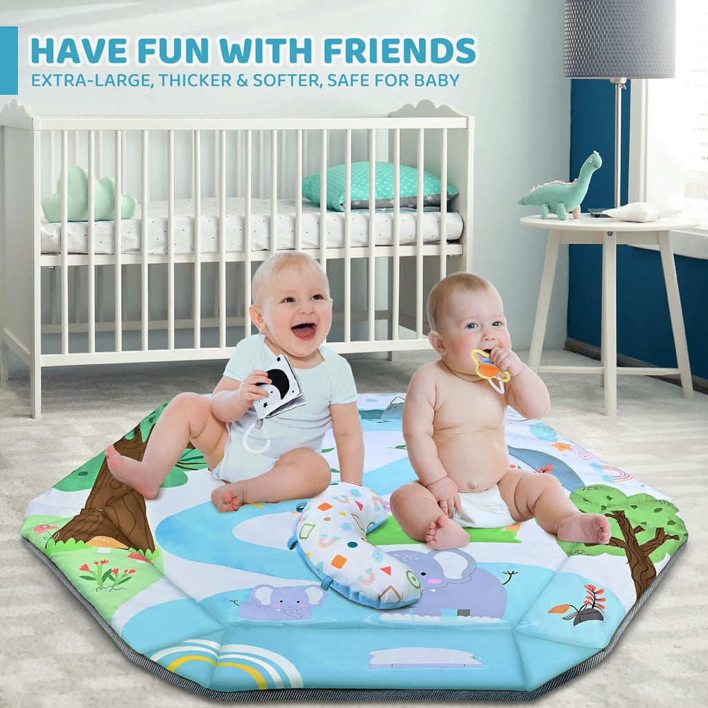 8-in-1 Baby Play Arch Mat | Soft, Washable & Includes 6 Sensory Toys for Development and Motor Skills