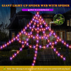 16.4 FT Giant Halloween Spider Web Lights | 550 LED, Waterproof & 8 Lighting Modes for Outdoor Yard Decorations