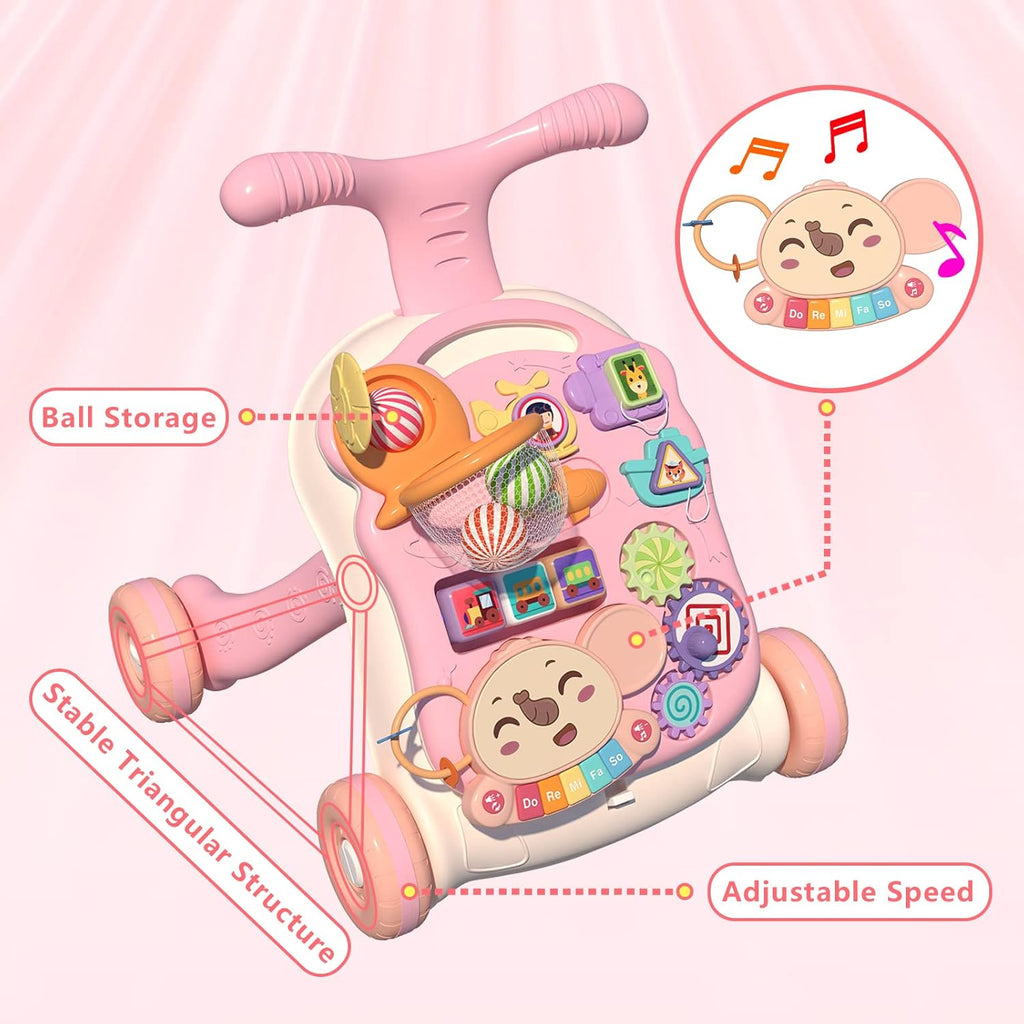 Walker for One Year Olds – Baby Activity Walker with Stable Support for First Steps & Early Balance