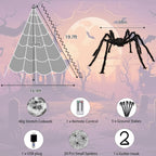 16.4 FT Giant Halloween Spider Web Lights | 550 LED, Waterproof & 8 Lighting Modes for Outdoor Yard Decorations