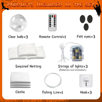 Halloween Ghost Decorations | Remote Control String Lights for Outdoor and Indoor Parties, Perfect for Yards, Gardens & Lawn Displays
