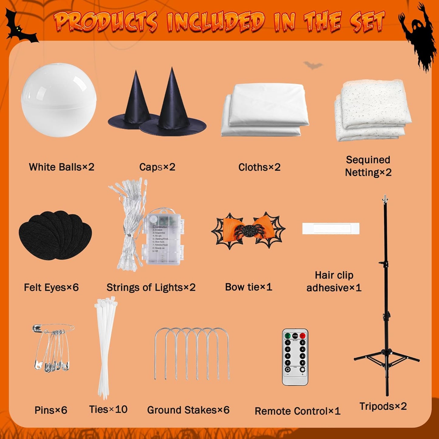 Halloween Ghost Decorations | Remote Control String Lights for Outdoor and Indoor Parties, Perfect for Yards, Gardens & Lawn Displays