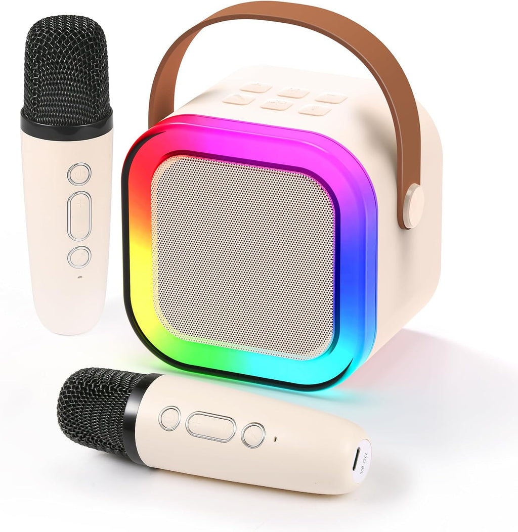 Mini Karaoke Machine for Kids | Portable Bluetooth Speaker with Voice Changing Effects & LED Lights for Ages 3-12