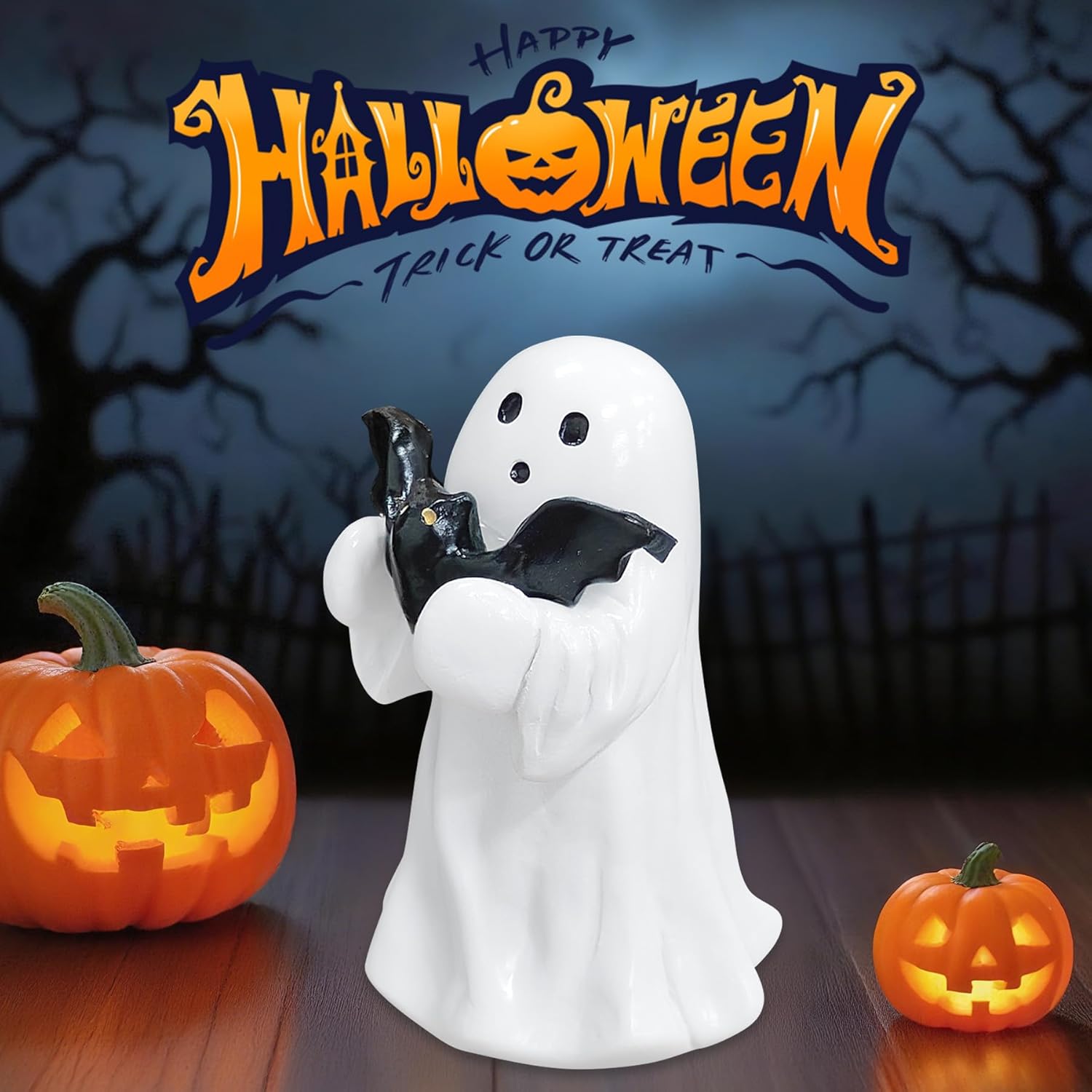 Halloween Ghost Figurine | Cute, Whimsical Decor for Tabletop Home Decoration and Unique Gifts
