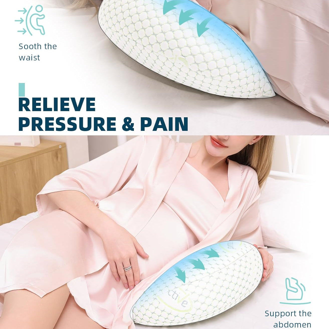 Pillow for Pregnant Women – Full Body Maternity Support for Back, Belly, Hips & Better Sleep