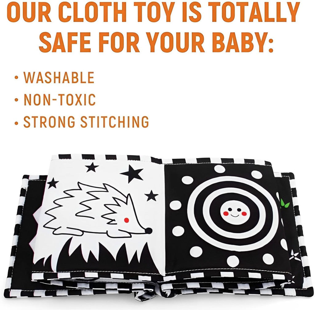 Montessori Baby Sensory Book | Black and White Infant Toys, Safe Materials & Ideal for Visual Development in Infants