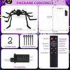 Giant Halloween Spider Web with Fake Spider | 200" Triangular Web & 59" Scary Spider for Indoor Outdoor Decorations