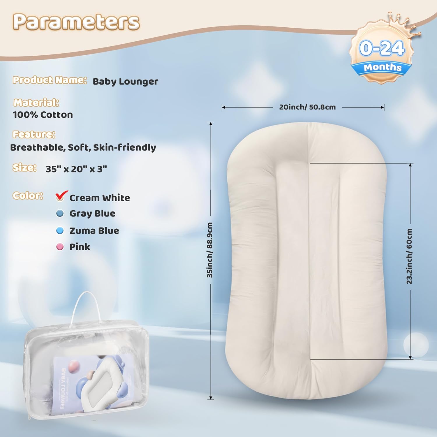 Baby Nest Cocoon for Newborns – Organic-Style Snuggle Sleep Pillow for Safe, Comfy Infant Support