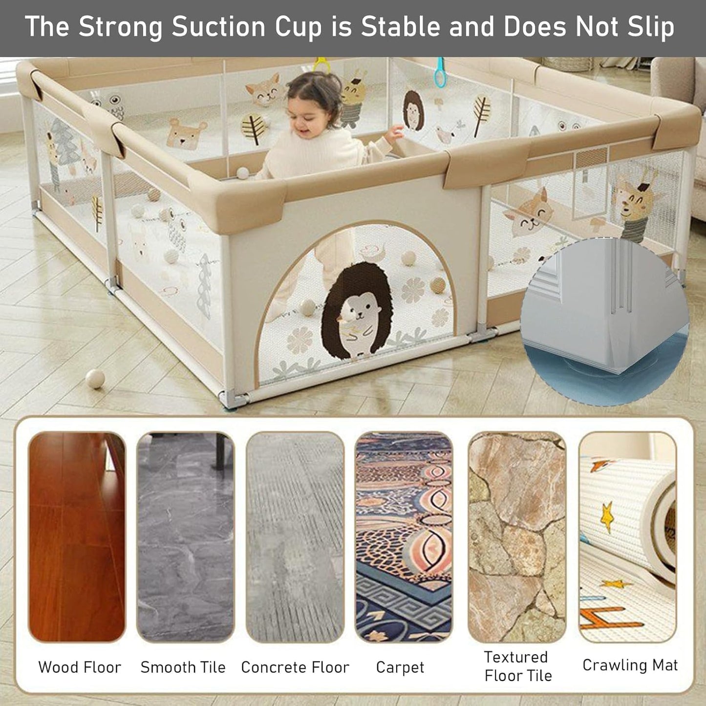 Baby Playpen | Soft, Durable & Colorful Animal Print Fence for Safe Indoor and Outdoor Play
