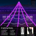 Halloween Spider Web Lights | 23FT with 350 LED, 6.6FT Giant Spider & 8 Modes for Outdoor Haunted House Decor