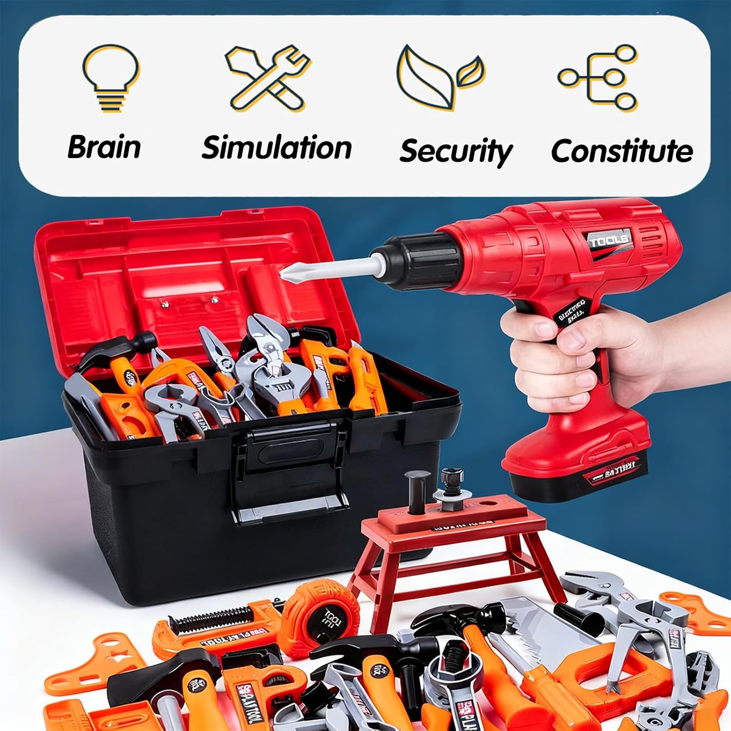 Kids Work Bench with Tools – Children’s Tool Station & Toy Tool Set for Creative Building Play