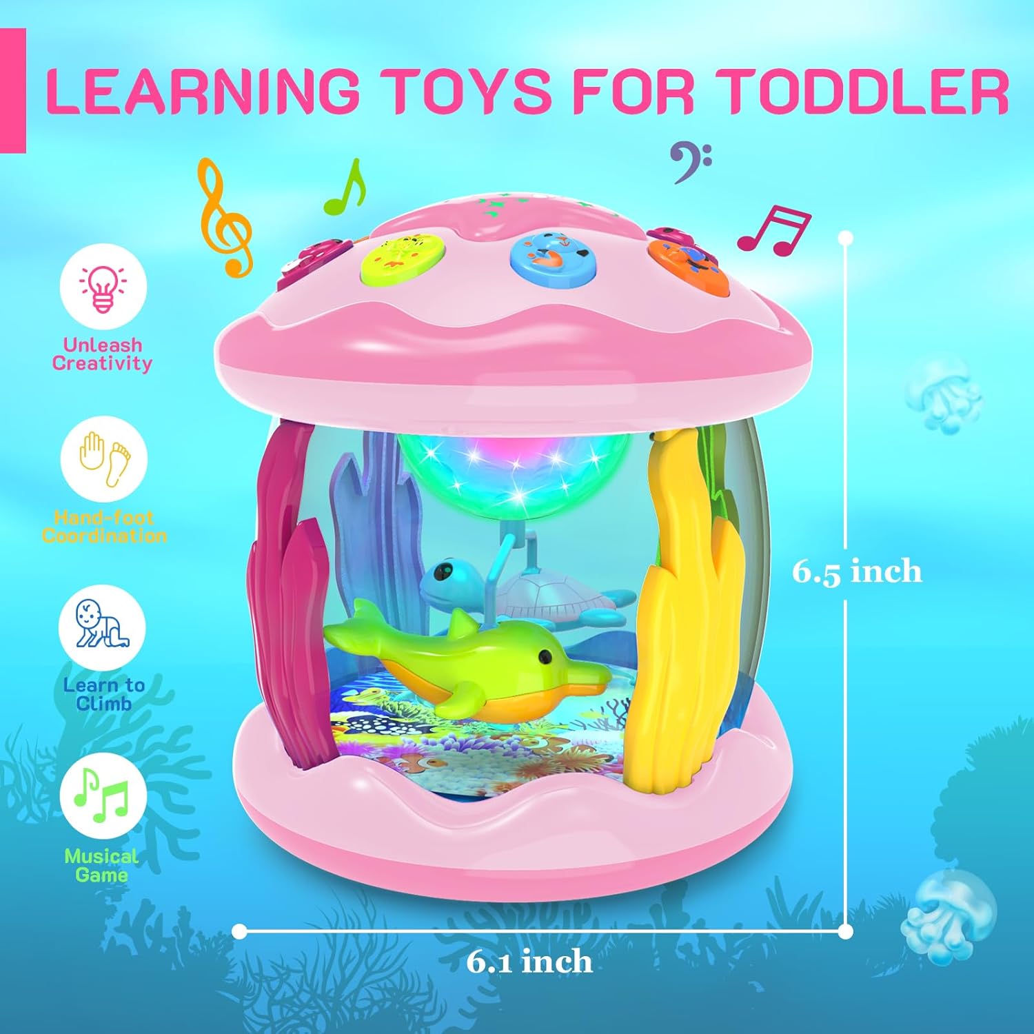 Musical Projector Rotating Light Baby Toys for 6-12 Months | Rotating Light-Up, Tummy Time & Learning Toy for Infants and Toddlers 1-3 Years Old