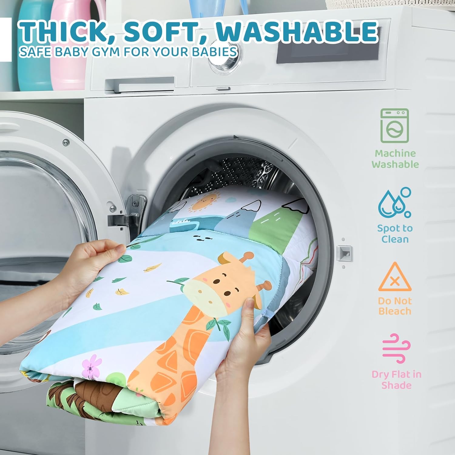 8-in-1 Baby Play Arch Mat | Soft, Washable & Includes 6 Sensory Toys for Development and Motor Skills