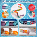 Sensory Bath Toy for Toddlers – Duck Slide Water Track with Moving Ducks for Fun Cause-and-Effect Play