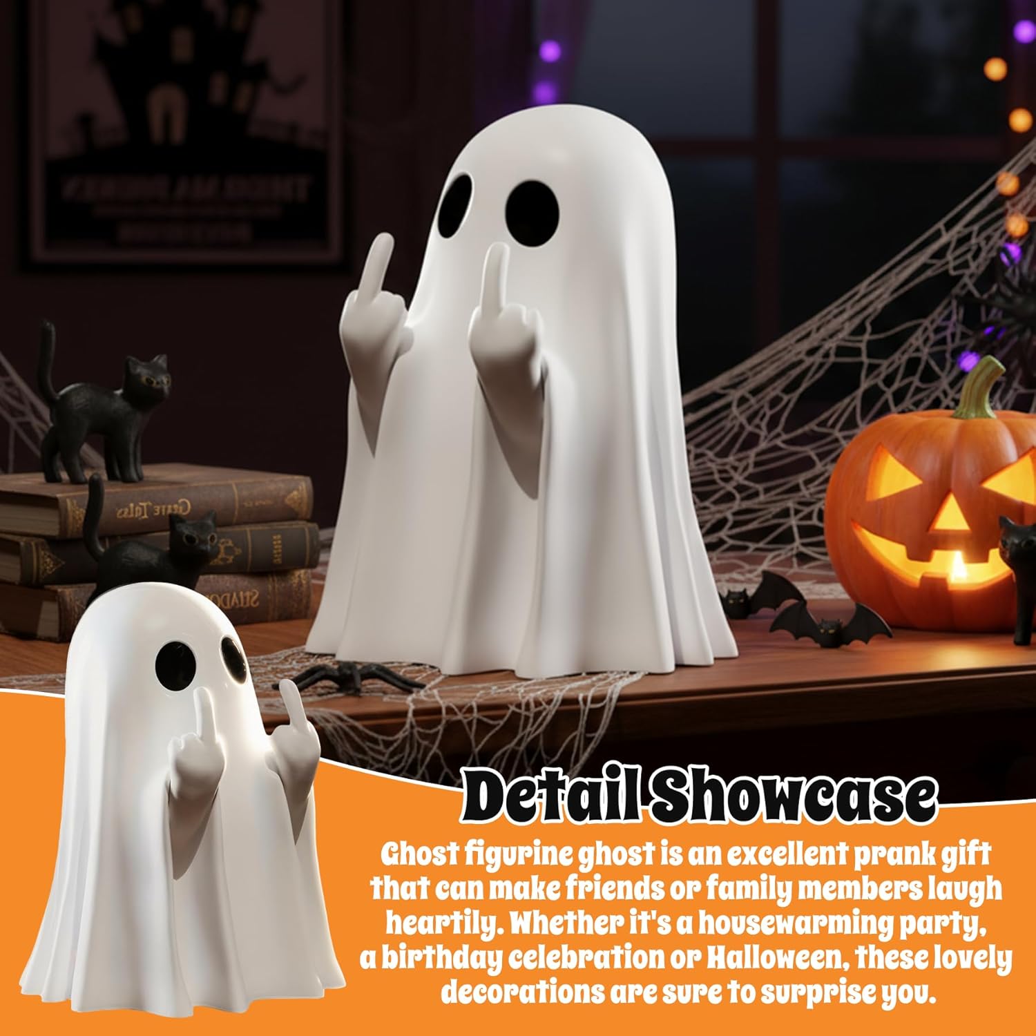 Halloween Ghost Figurine | Cute, Whimsical Decor for Tabletop Home Decoration and Unique Gifts