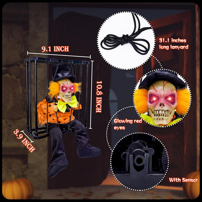 Halloween Animated Screaming Ghost Decoration | Motion Sensor Skull Prisoner with Light Up Eyes for Indoor & Outdoor Halloween Decor
