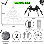 Halloween Spider Web Lights | 23FT with 350 LED, 6.6FT Giant Spider & 8 Modes for Outdoor Haunted House Decor