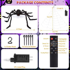 Giant Halloween Spider Web with Fake Spider | 200" Triangular Web & 59" Scary Spider for Indoor Outdoor Decorations