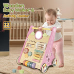 Wooden Baby Walker | 10-in-1 Activity Center with Adjustable Speed & Storage for Toddlers' First Steps and Motor Skill Development