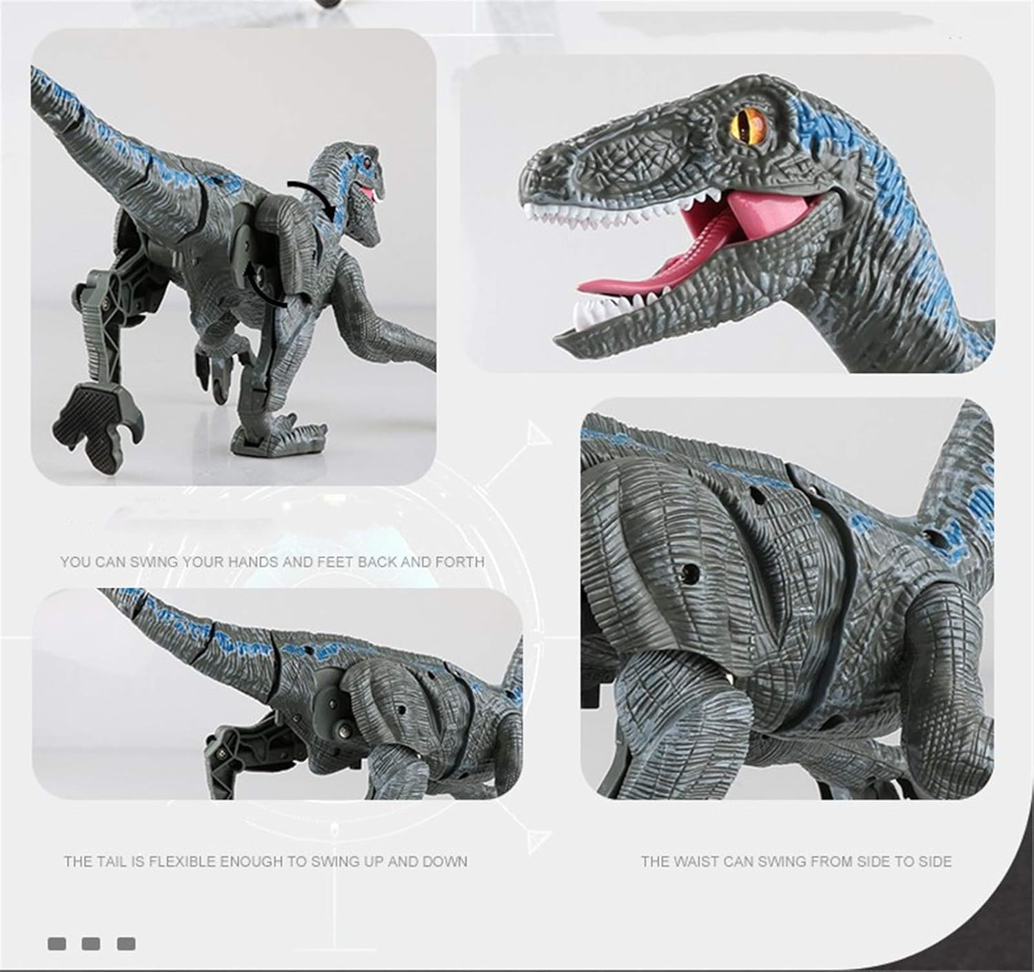 Remote Control Dinosaur Robot – Lifelike Velociraptor Toy with Sound, Lights & Realistic Movements