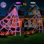 16.4 FT Giant Halloween Spider Web Lights | 550 LED, Waterproof & 8 Lighting Modes for Outdoor Yard Decorations