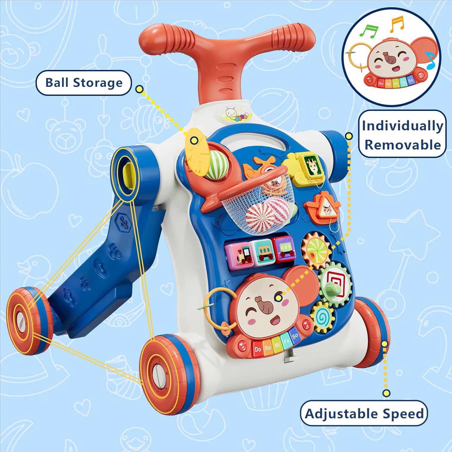 Walker for One Year Olds – Baby Activity Walker with Stable Support for First Steps & Early Balance