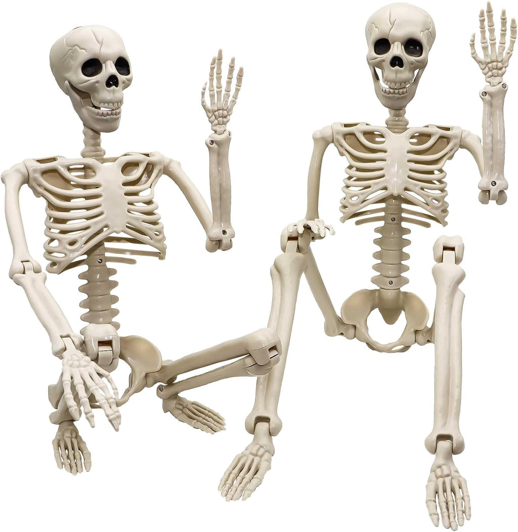 36" Halloween Skeleton Decorations | 2 Pack, Movable Joints for Spooky Parties, Haunted Houses & Graveyard Scenes