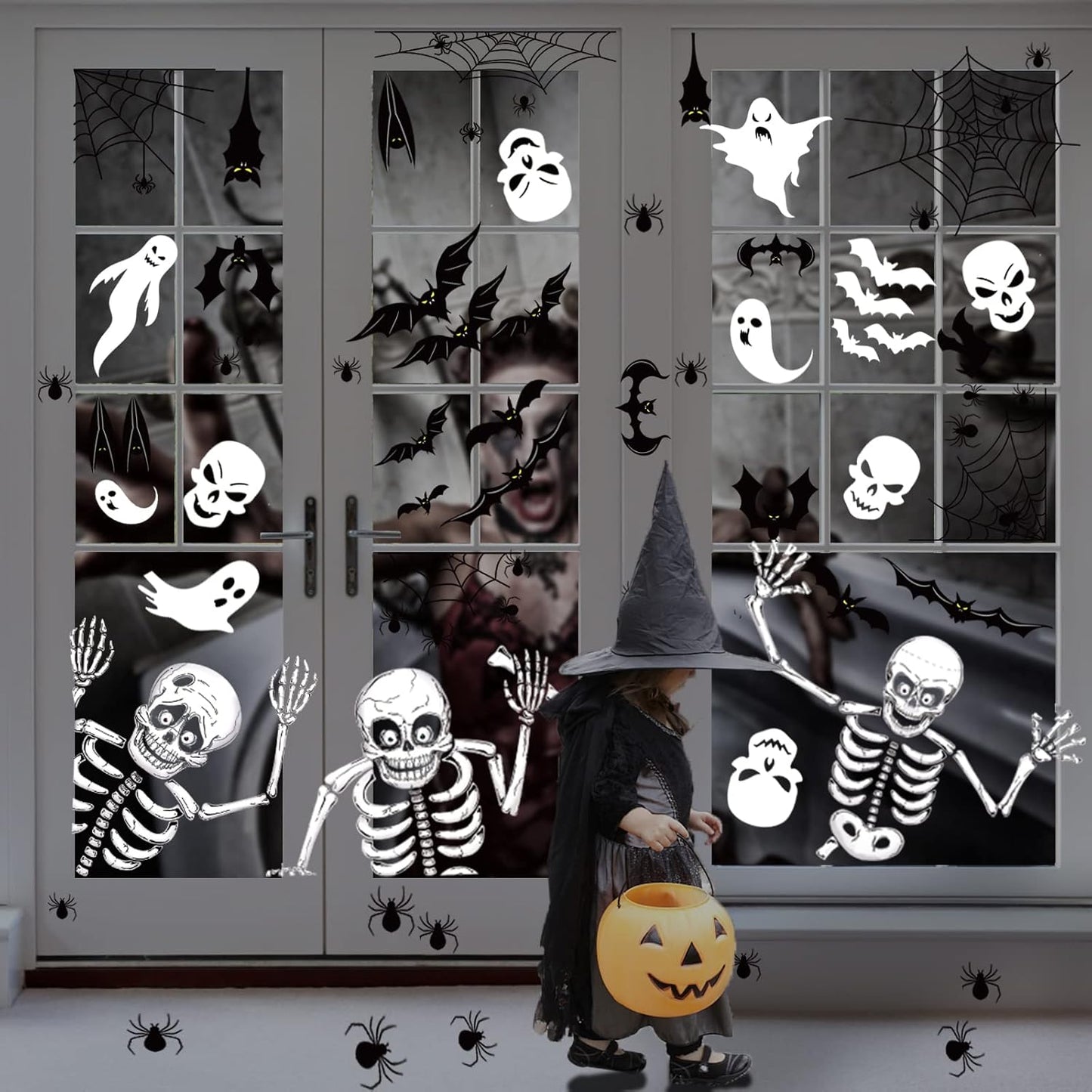 Halloween Window Clings Decor | Double-Sided, Removable Stickers for Indoor Party Decorations & Home Halloween Decor