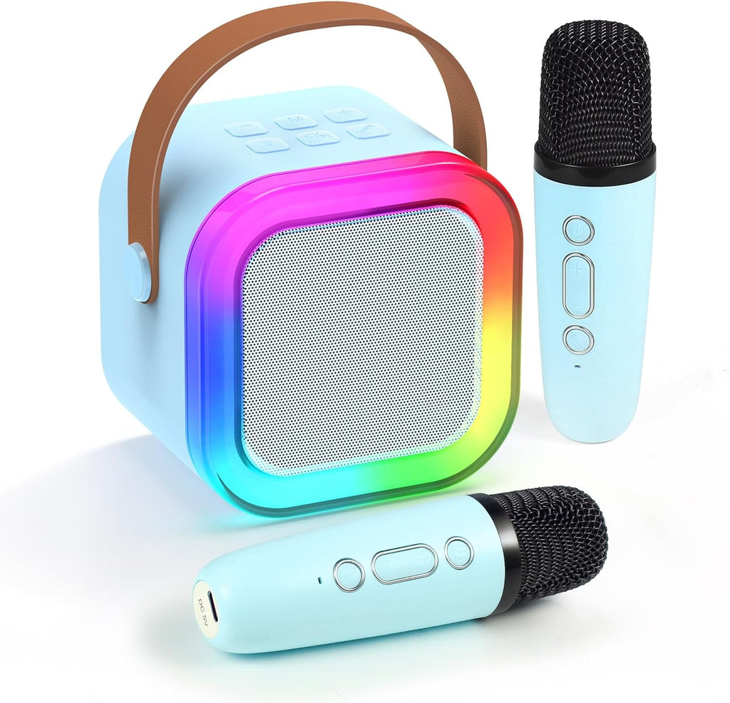Mini Karaoke Machine for Kids | Portable Bluetooth Speaker with Voice Changing Effects & LED Lights for Ages 3-12