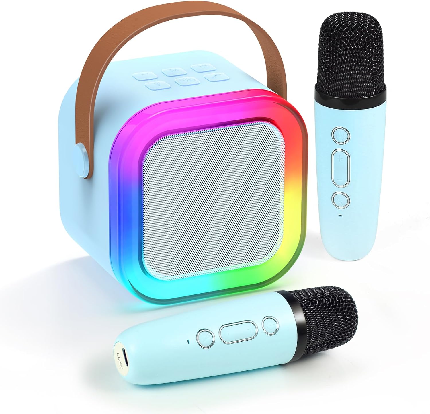 Mini Karaoke Machine for Kids | Portable Bluetooth Speaker with Voice Changing Effects & LED Lights for Ages 3-12