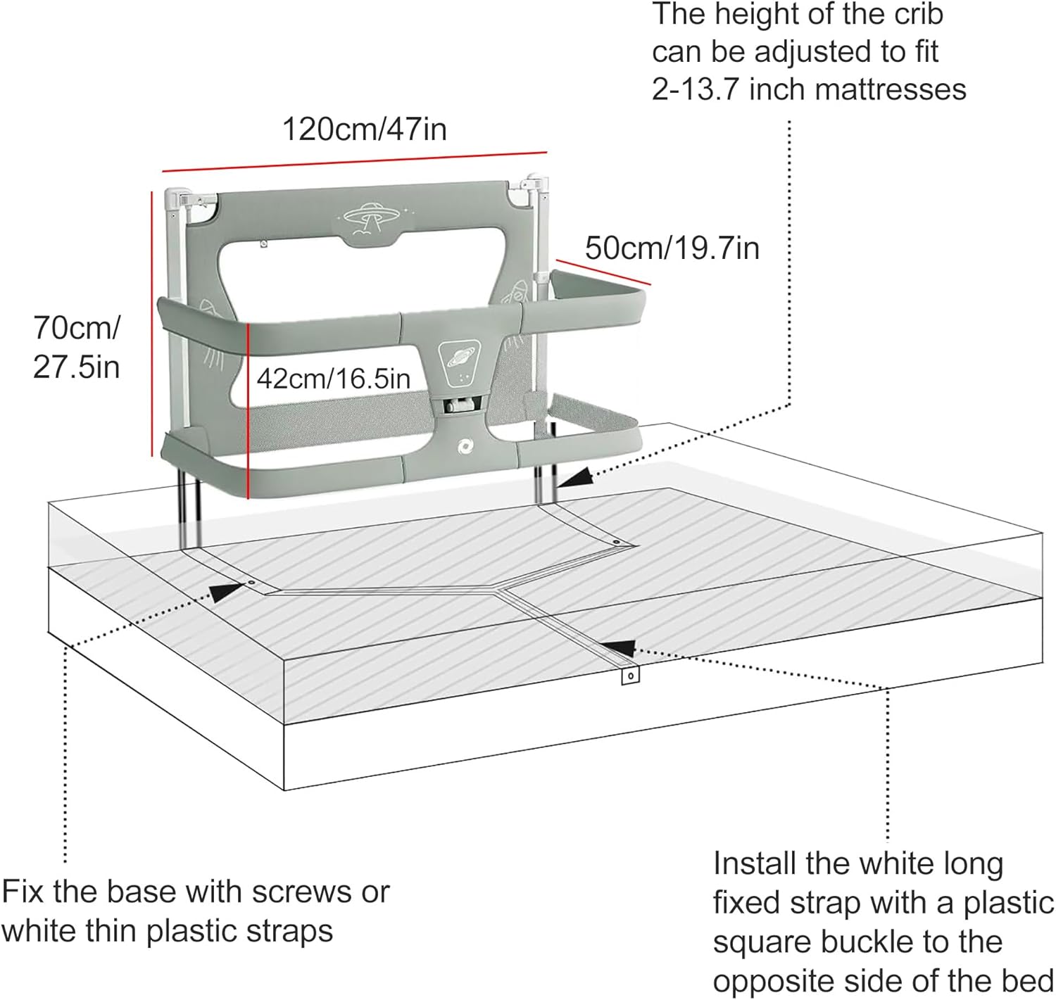 Baby Liftable Protective Side Bed | 3 in 1 Design, Portable Bed Rail for Safe Sleep at Home & Travel