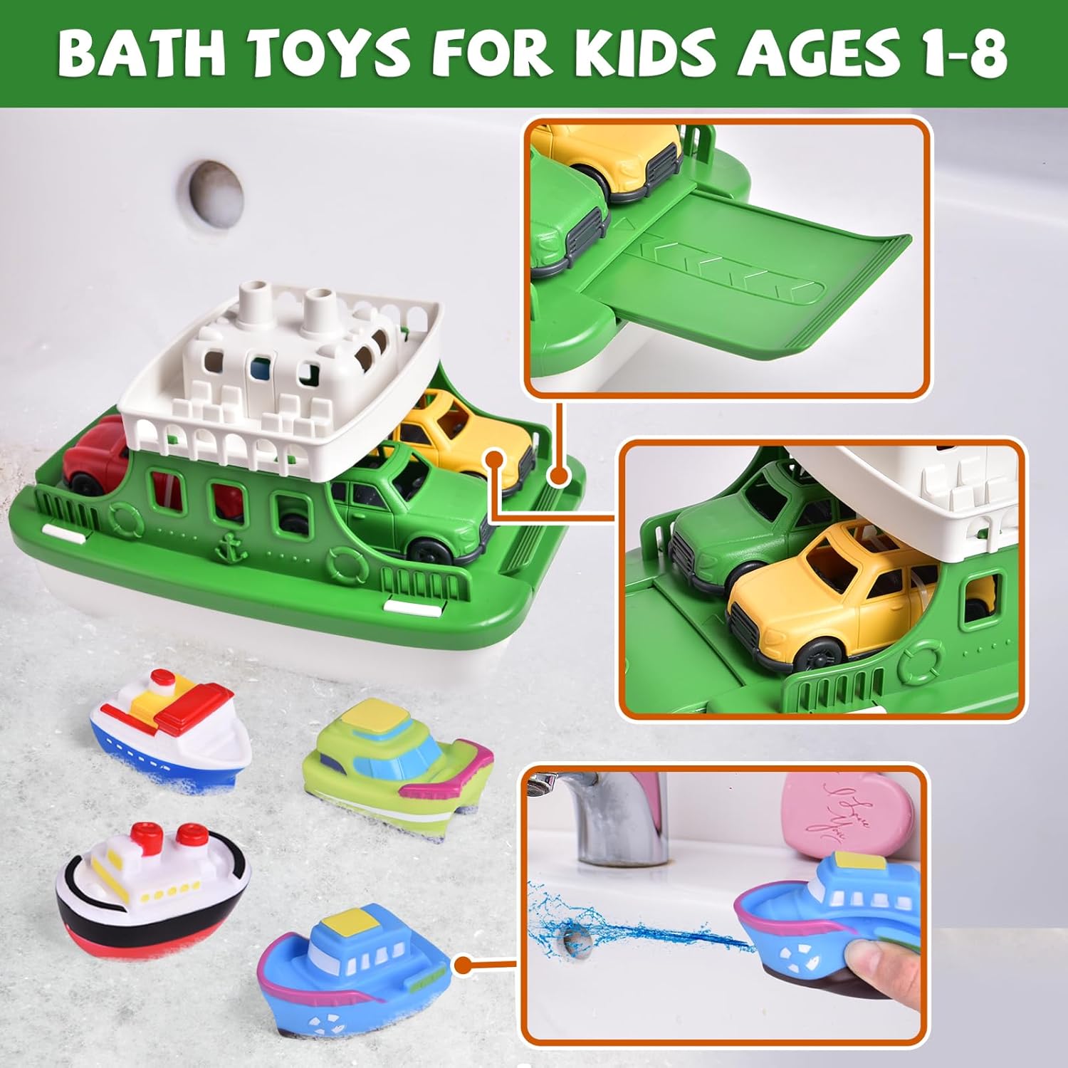 Bath Toy Boat for Toddlers – Floating Boat Toys for Fun Water Play in the Bath