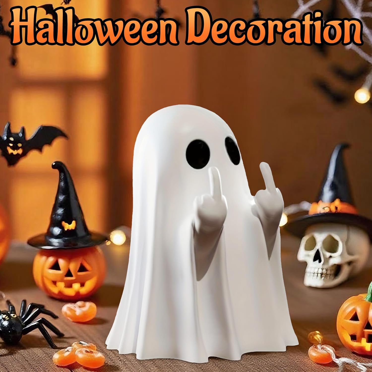Halloween Ghost Figurine | Cute, Whimsical Decor for Tabletop Home Decoration and Unique Gifts