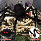 Giant Halloween Spider Web with Fake Spider | 200" Triangular Web & 59" Scary Spider for Indoor Outdoor Decorations