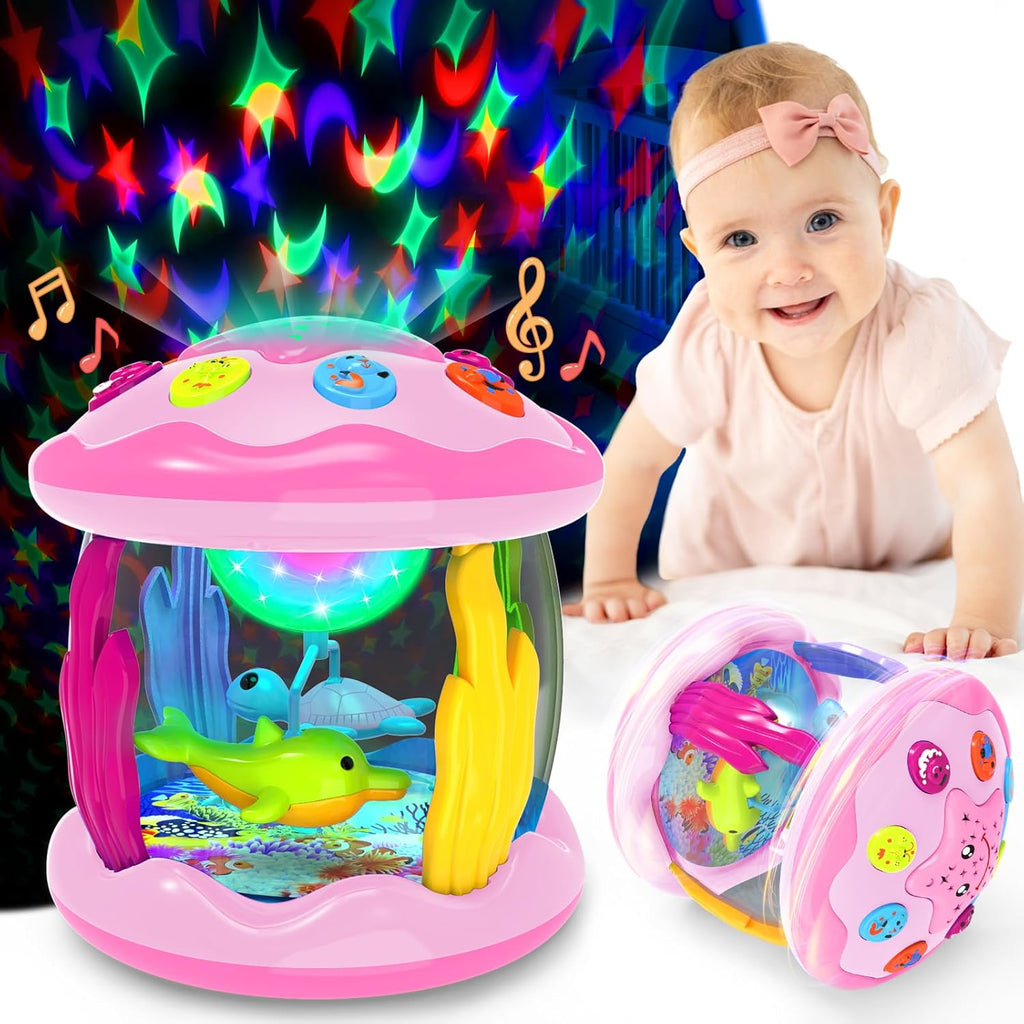 Musical Projector Rotating Light Baby Toys for 6-12 Months | Rotating Light-Up, Tummy Time & Learning Toy for Infants and Toddlers 1-3 Years Old