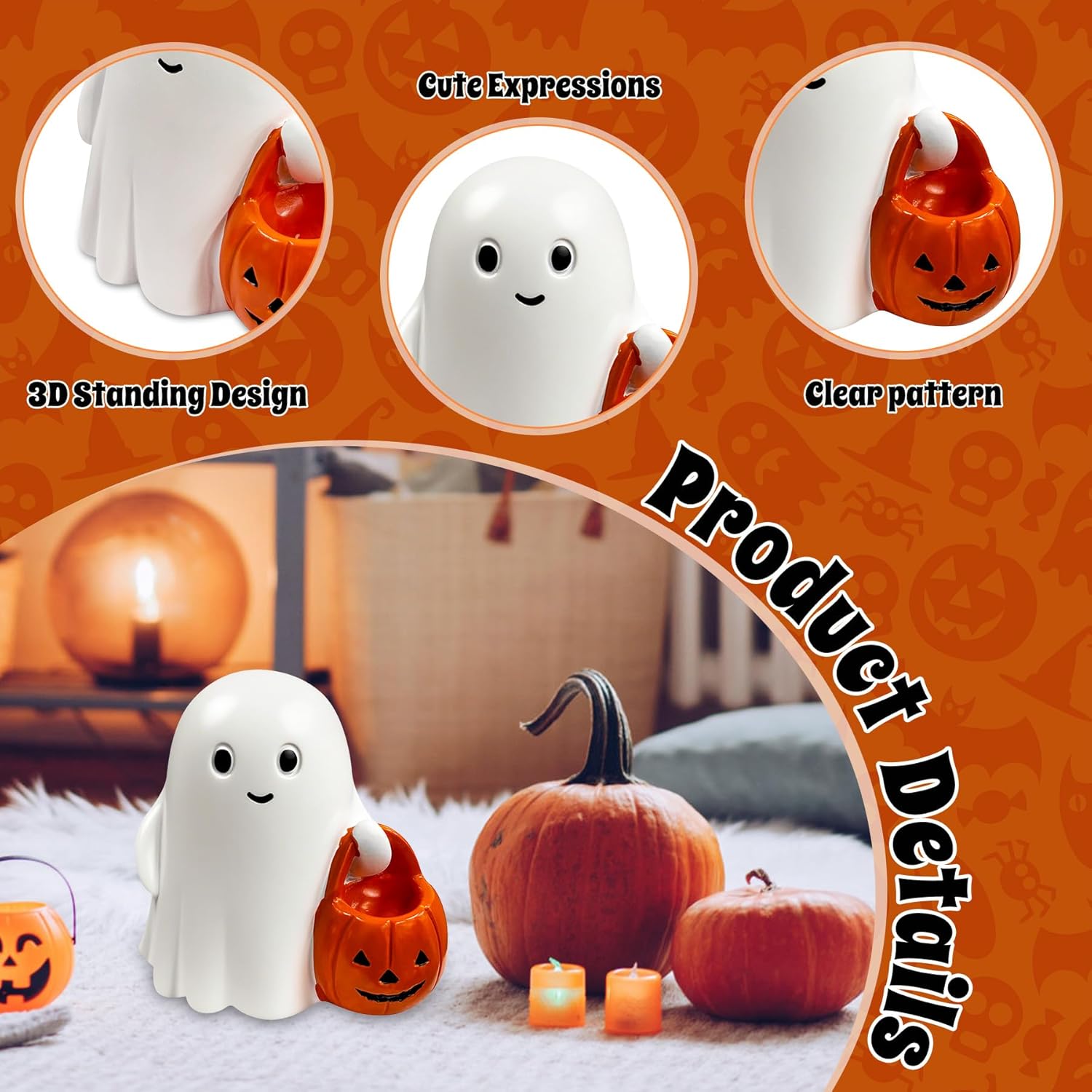Halloween Ghost Figurine | Cute, Whimsical Decor for Tabletop Home Decoration and Unique Gifts