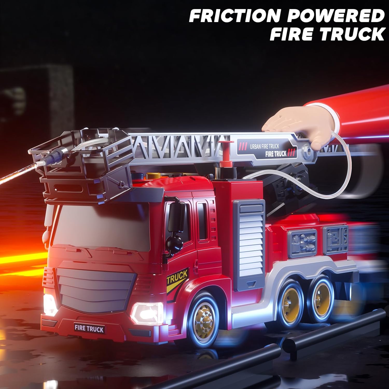 Firefighter Truck Toy for Kids – Light-Up Fire Engine with Sounds, Ladder & Rescue Accessories