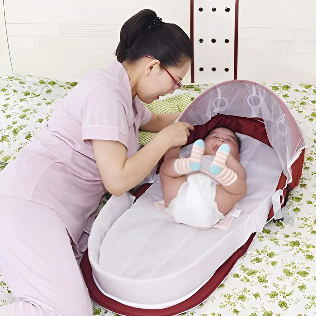 Baby Travel Cot with Mosquito Net | Lightweight, Portable & Ideal for Travel, Visits & Outdoor Use