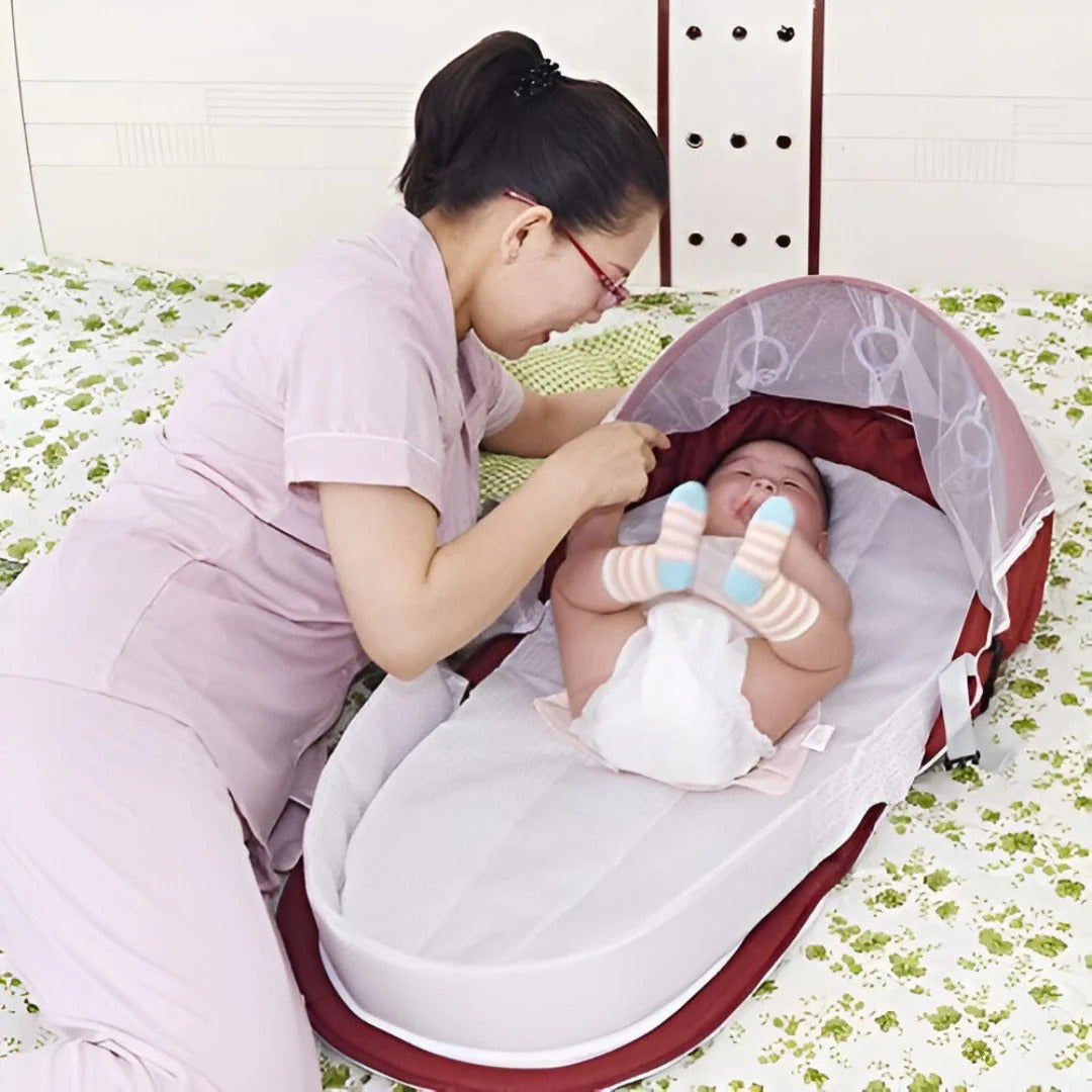 Baby Travel Cot with Mosquito Net | Lightweight, Portable & Ideal for Travel, Visits & Outdoor Use