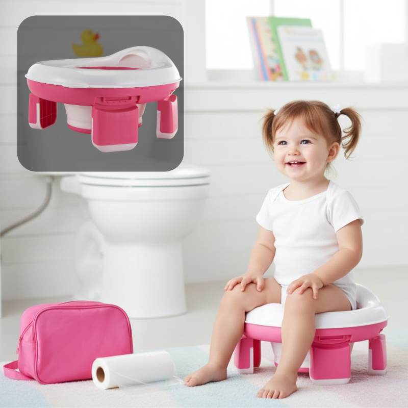 2-in-1 Portable Potty Trainer | Flexible, Super-Absorbent Liners & Ideal for Travel and Home Use for Children