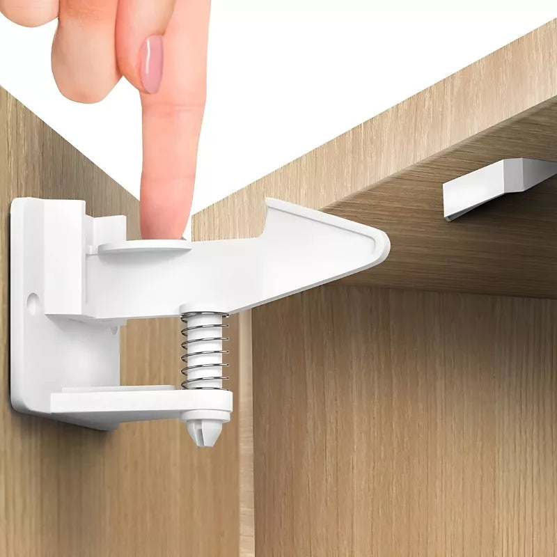 Invisible Child-Proof Cabinet Locks | 10pcs, Easy Peel & Stick Installation for Kitchen and Living Room Safety