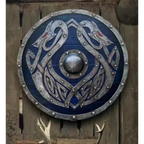 Double Ravens Personalized Viking Shield | Battleworn Design for Home Decor & Collectors