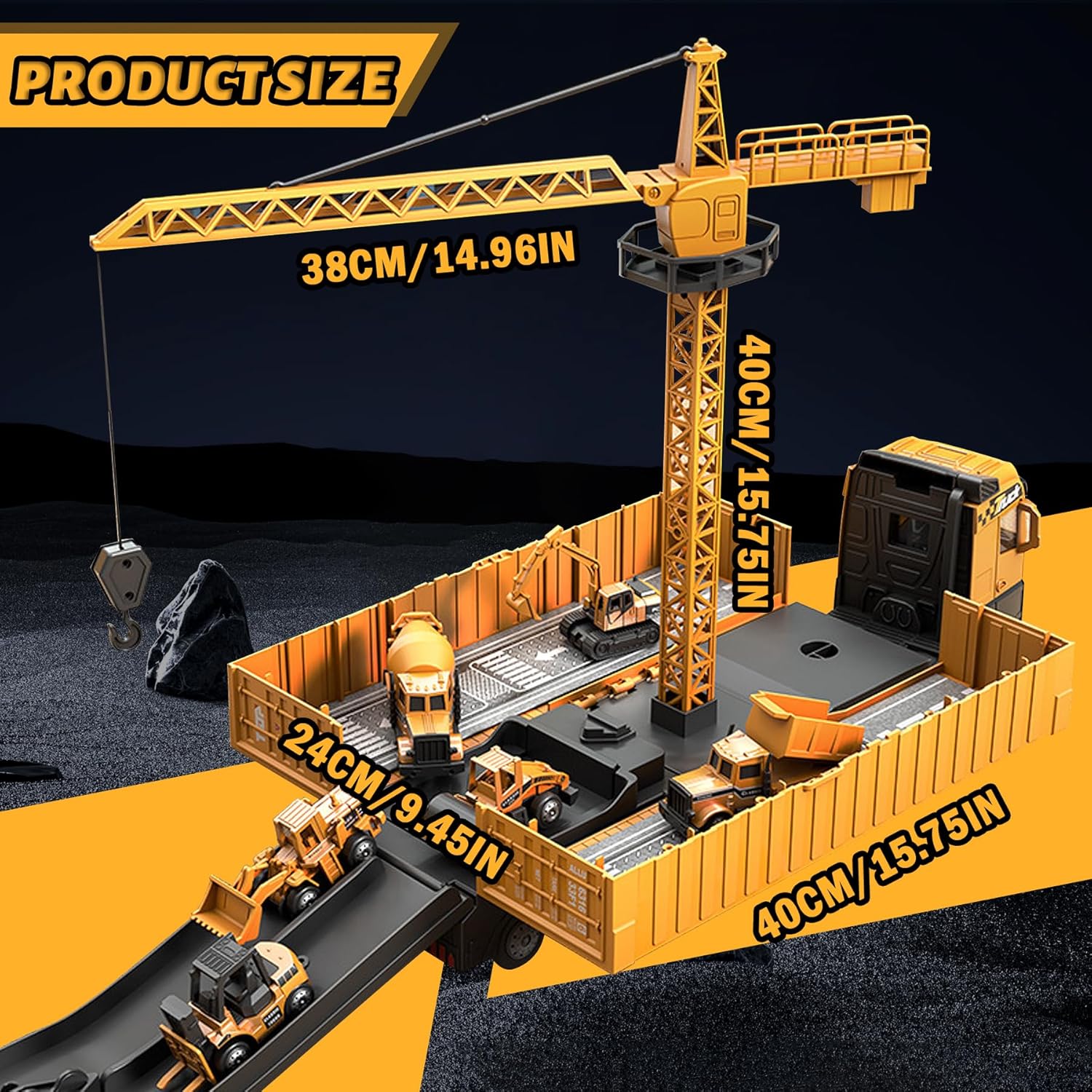 Digger Toy for Kids – Construction Excavator with Lights, Sounds & Movable Arm