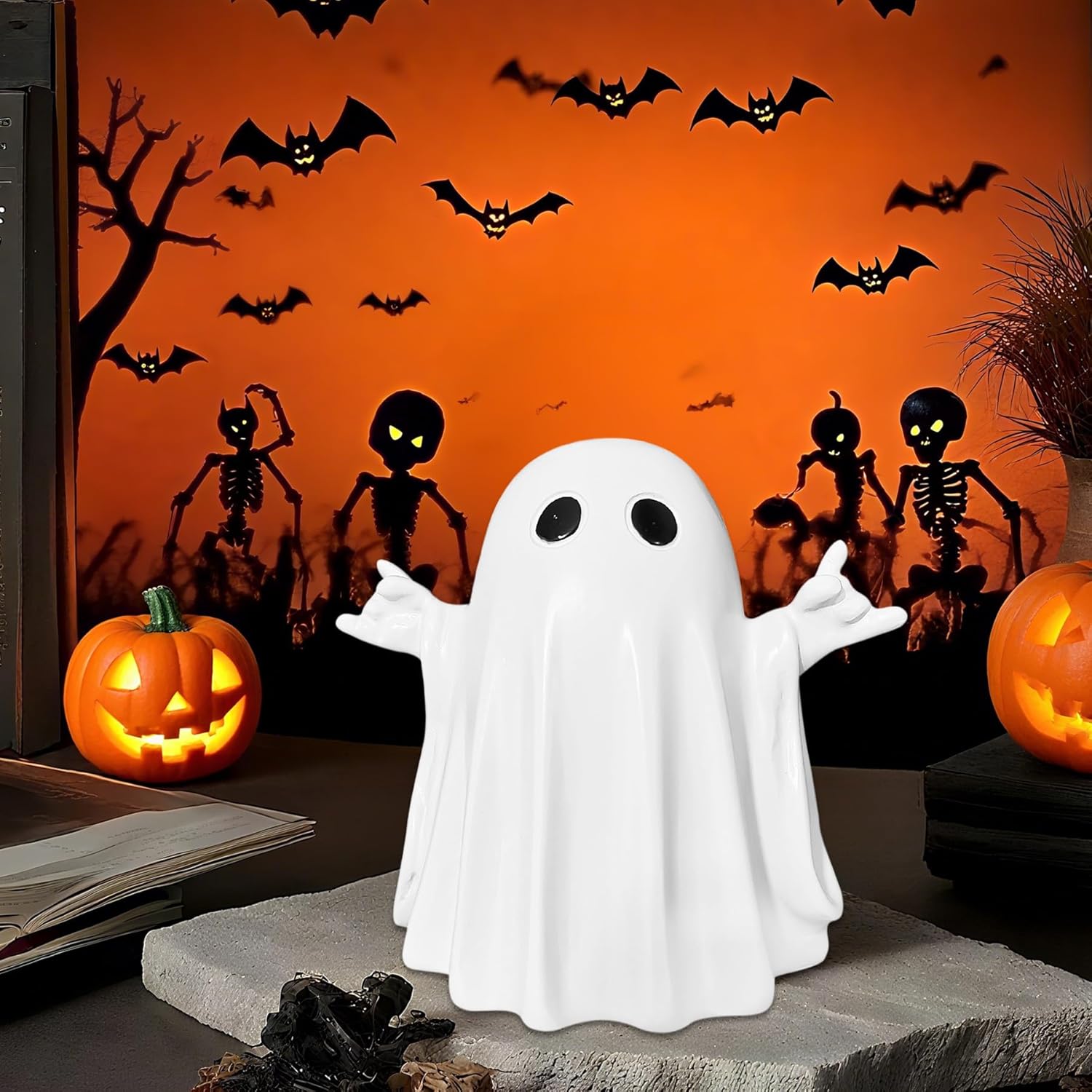Halloween Ghost Figurine | Cute, Whimsical Decor for Tabletop Home Decoration and Unique Gifts