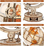 3D Wooden Globe Puzzle 3D Lamp | Creative, Educational & Fun for Kids and Adults