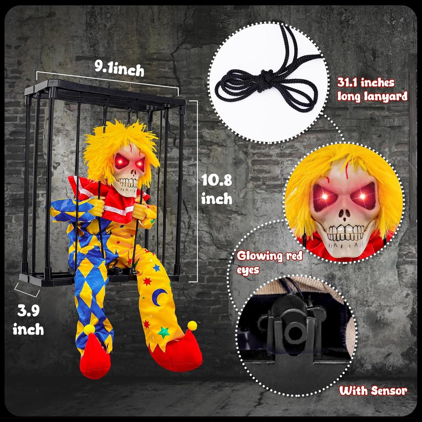 Halloween Animated Screaming Ghost Decoration | Motion Sensor Skull Prisoner with Light Up Eyes for Indoor & Outdoor Halloween Decor